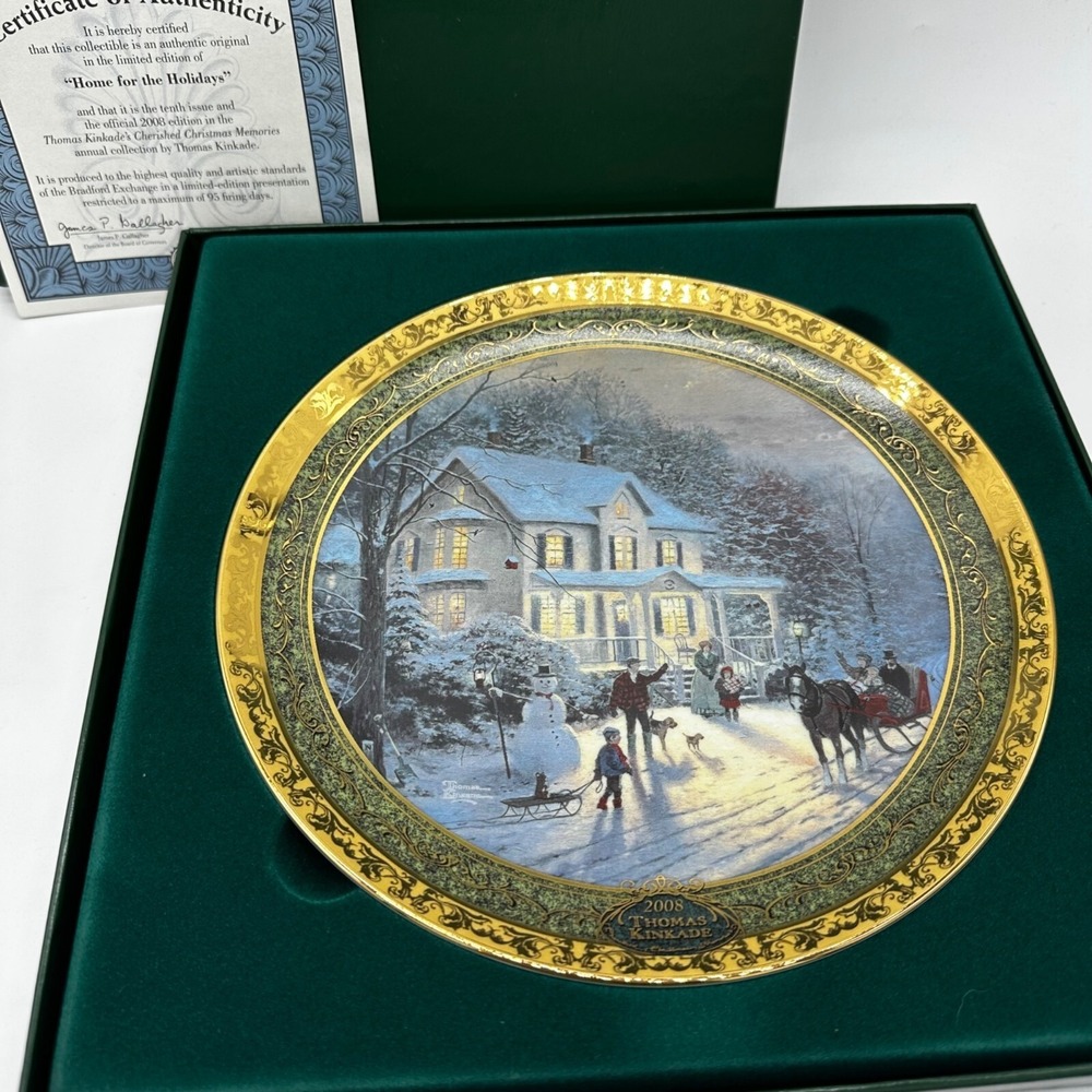 2008 Thomas Kinkade Home For The Holidays Collector Plate Box COA Core Decor